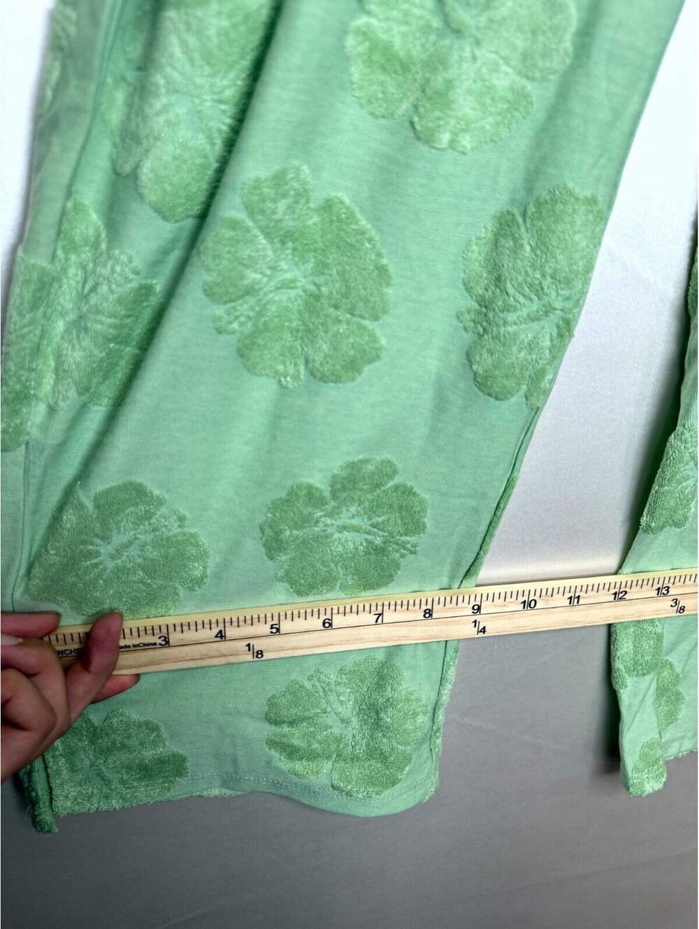 AnyBody Regular Jacquard French Terry Cropped Pant Floral Meadow Green, Size 1X - Picture 7 of 10
